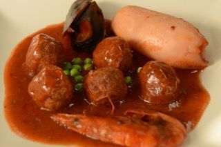 Mandonguilles amb Calamar i Gamba