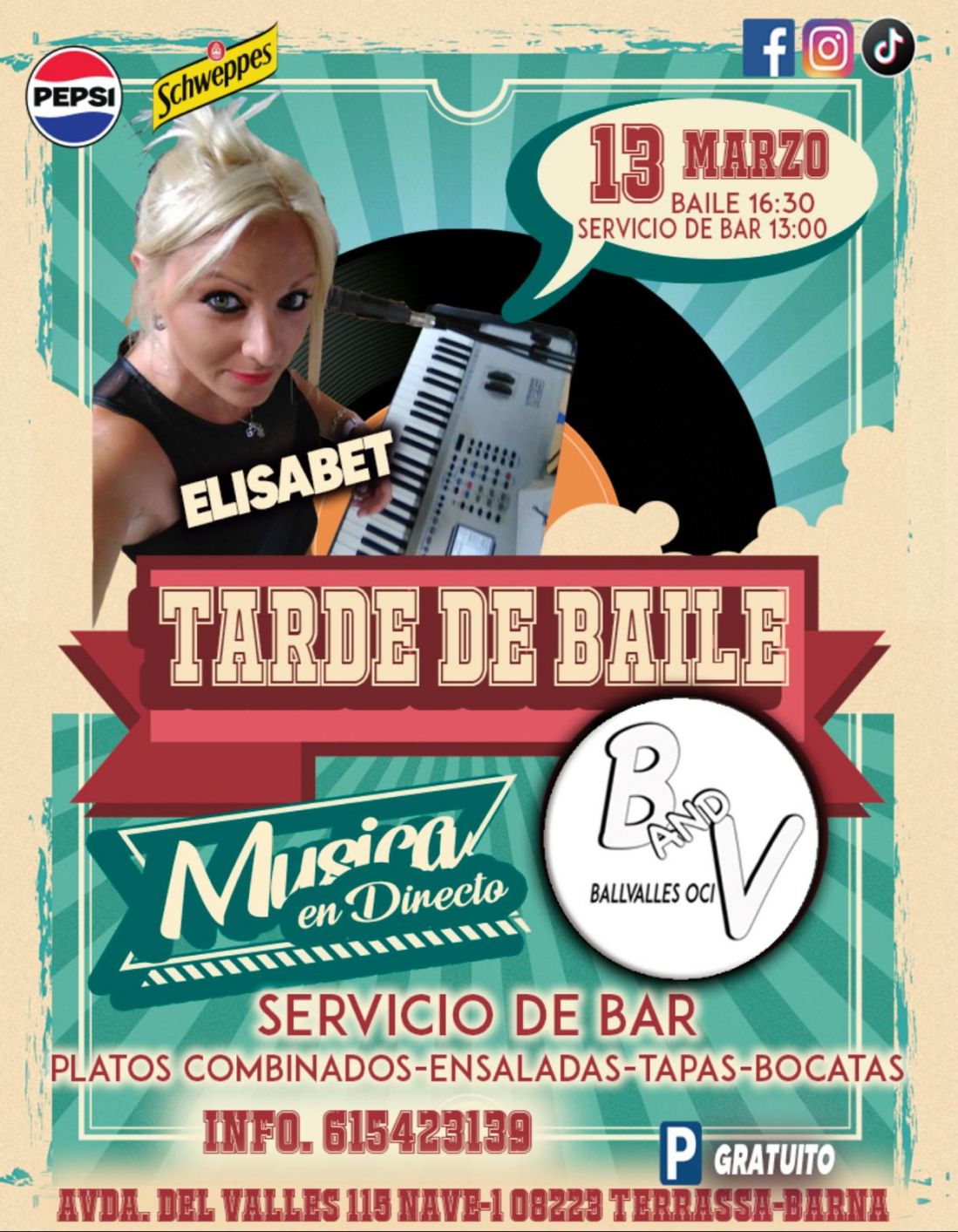 Tarde de Baile con servicio de Bar (Ensaladas Platos Combinados Tapas Bocatas)